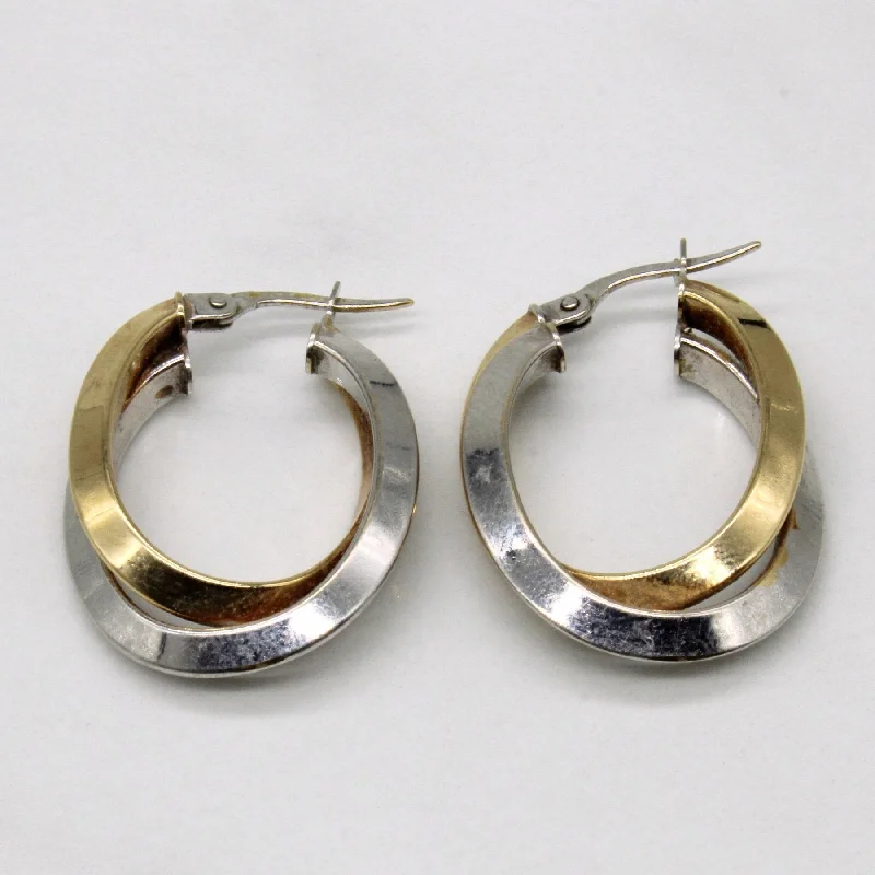 Hoop earrings with pearl accents for a chic and classic style-10k Two Tone Gold Hoop Earrings