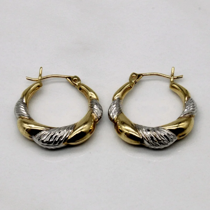 Best hoop earrings with snake-inspired designs for an edgy and fierce vibe-10k Two Tone Gold Hoop Earrings