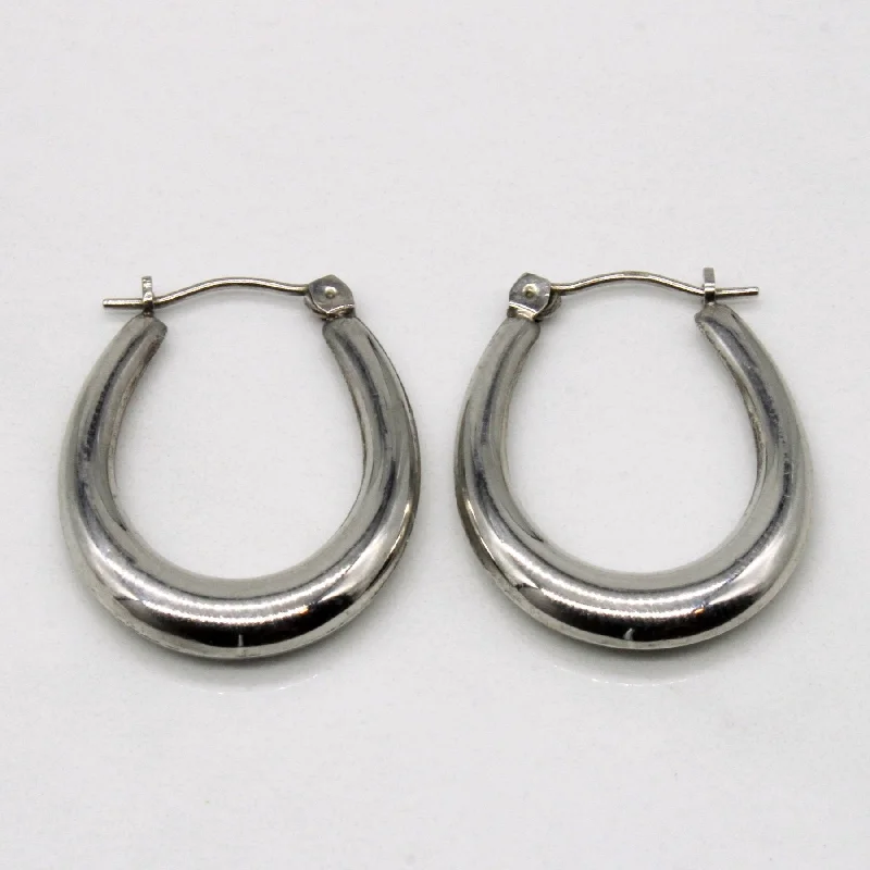 Hoop earrings with satin finishes for a smooth and elegant appearance-10k White Gold Hoop Earrings