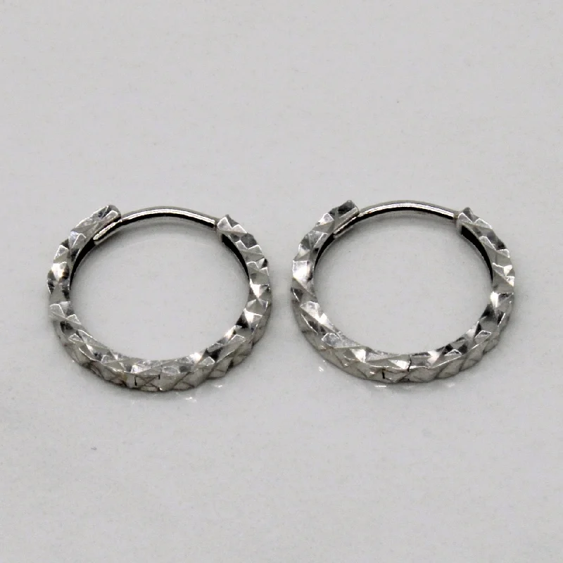 Hoop earrings with leather accents for a sleek and bold combination-10k White Gold Hoop Earrings