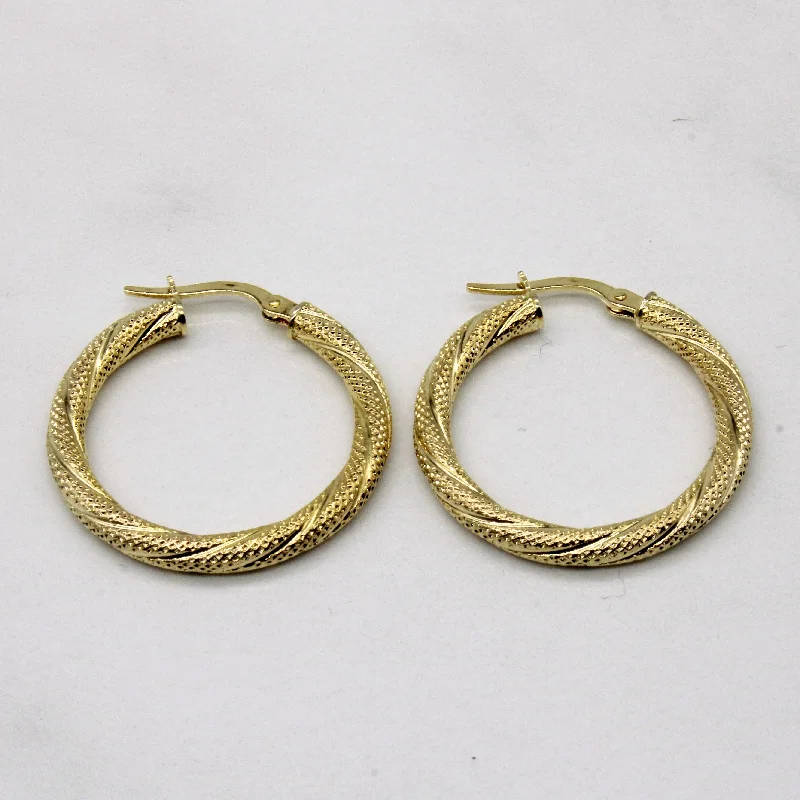 Best hoop earrings with gold-plated finishes for an affordable luxury vibe-10k Yellow Gold Engraved Hoop Earrings