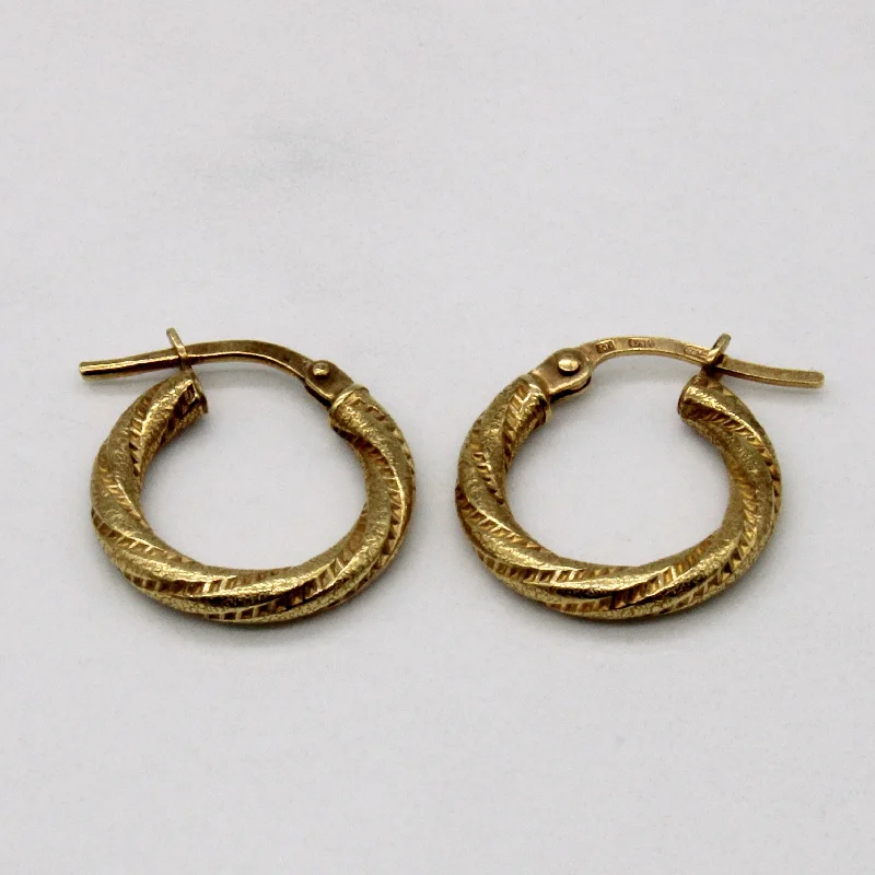 Best hoop earrings with textured silver for a rustic and organic finish-10k Yellow Gold Twisted Hoop Earrings