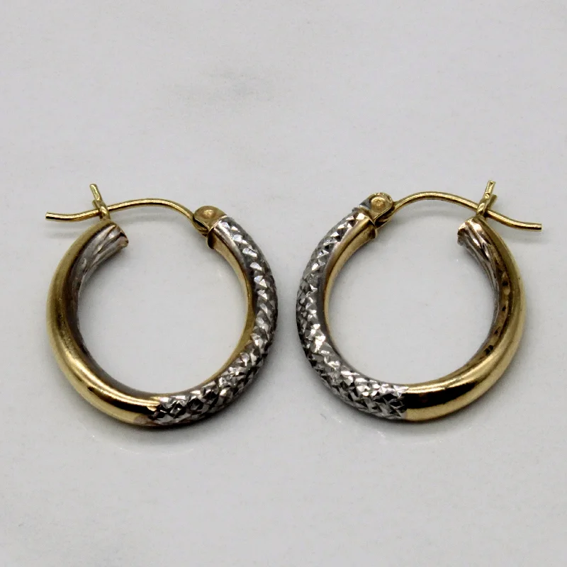 Hoop earrings with tortoiseshell designs for a chic and classic style-14k Two Tone Gold Hoop Earrings