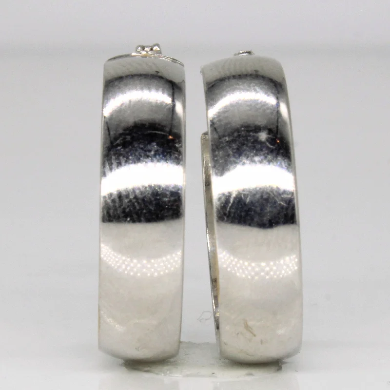 Hoop earrings with polished silver finish for a shiny, modern appeal-14k White Gold Hoop Earrings