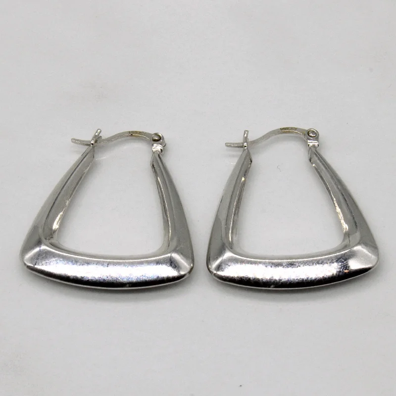 Best hoop earrings with snake-inspired designs for an edgy and fierce vibe-14k White Gold Soft Trianglular Hoop Earrings