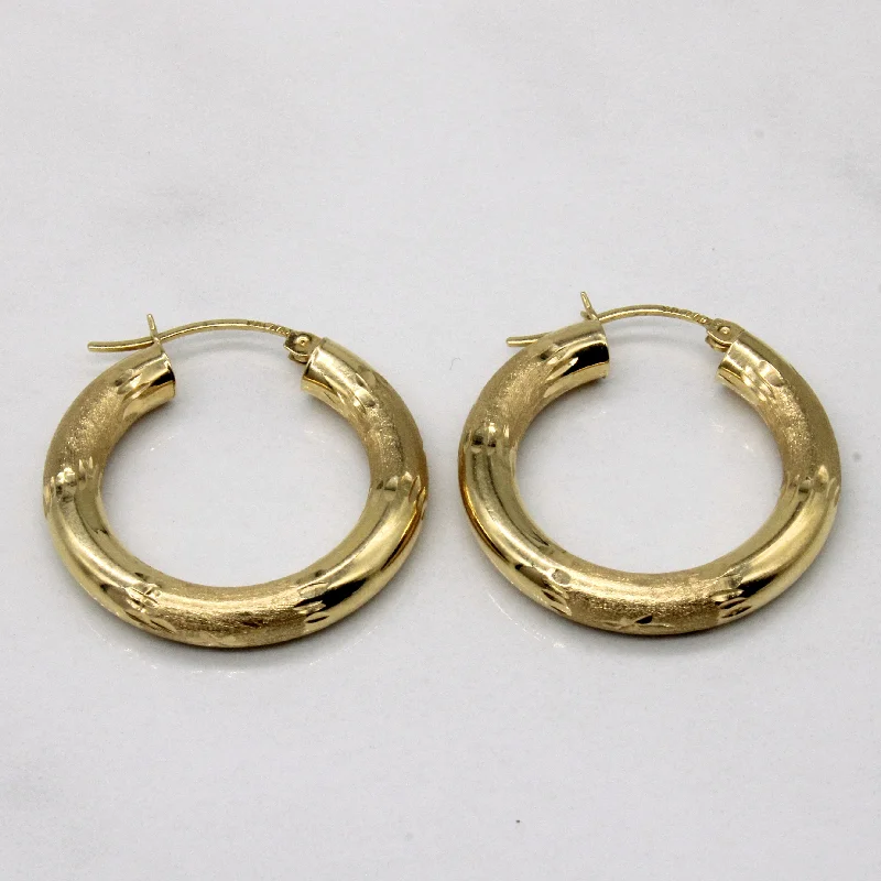 Best hoop earrings with minimalist designs for a clean and modern aesthetic-14k Yellow Gold Ornate Hoop Earrings