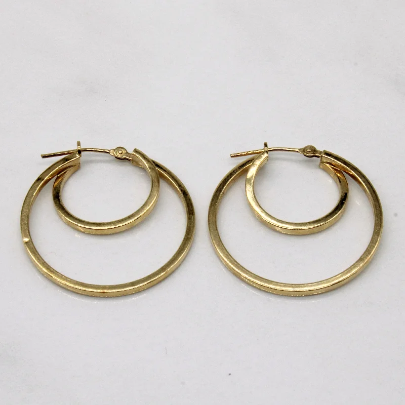 Hoop earrings with resin accents for a bold and colorful design-14k Yellow Gold Two Tier Hoop Earrings