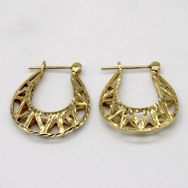 Best hoop earrings with tribal designs for a cultural and exotic aesthetic-14k Yellow Ornate Hoop Earrings