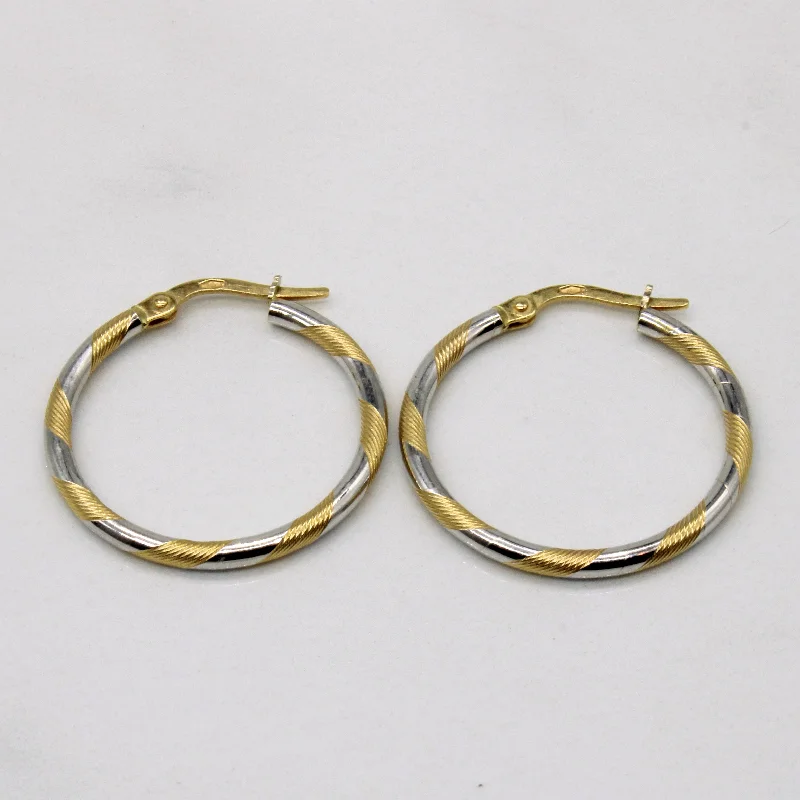 Hoop earrings with circle designs for a classic and timeless shape-18k Two Tone Gold Hoop Earrings