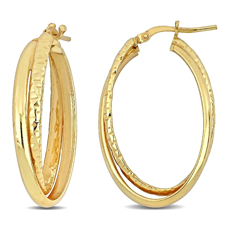 Best hoop earrings with matte finish for a sophisticated, understated design-35 MM Entwined Hoop Earrings in Yellow Plated Sterling Silver