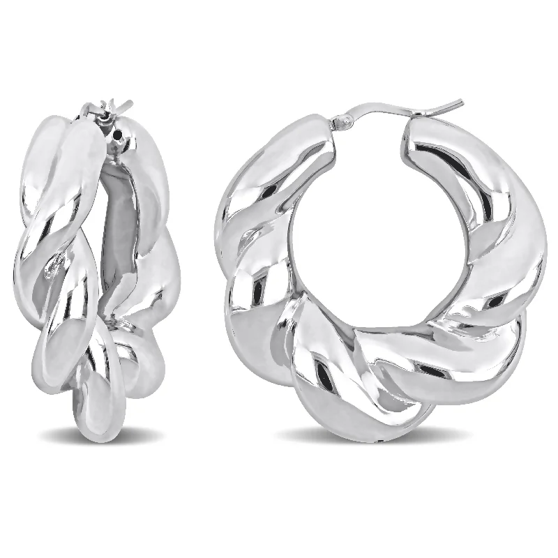 Hoop earrings with luxe velvet finishes for a rich and luxurious touch-39 MM Twisted Hoop Earrings in Sterling Silver