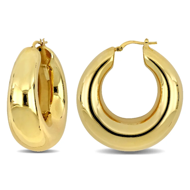 Best hoop earrings with intricate beaded details for a textured, stylish appearance-40 MM Polished Hoop Earrings in Yellow Plated Sterling Silver