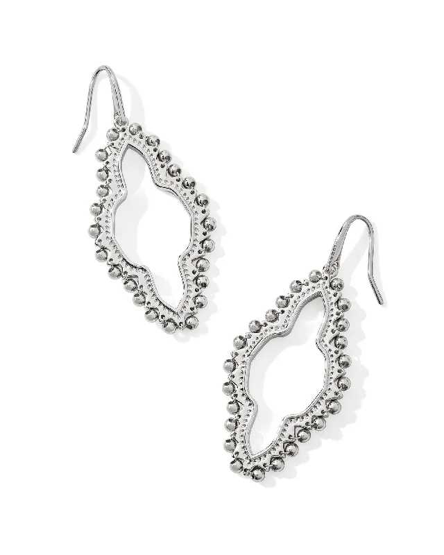 Best hoop earrings with textured silver for a rustic and organic finish-Abbie Beaded Open Frame Earrings In Silver