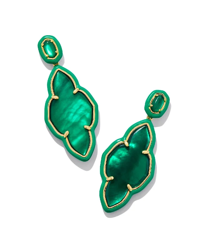 Hoop earrings with heart-shaped frames for a romantic and feminine look-Abbie Enamel Frame Statement Earring in Gold Emerald Illusion