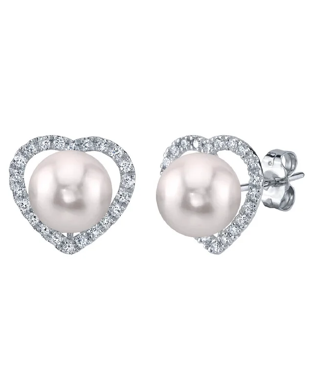 Hoop earrings with abstract shapes for an artistic and creative touch-Akoya Pearl & Diamond Amour Earrings