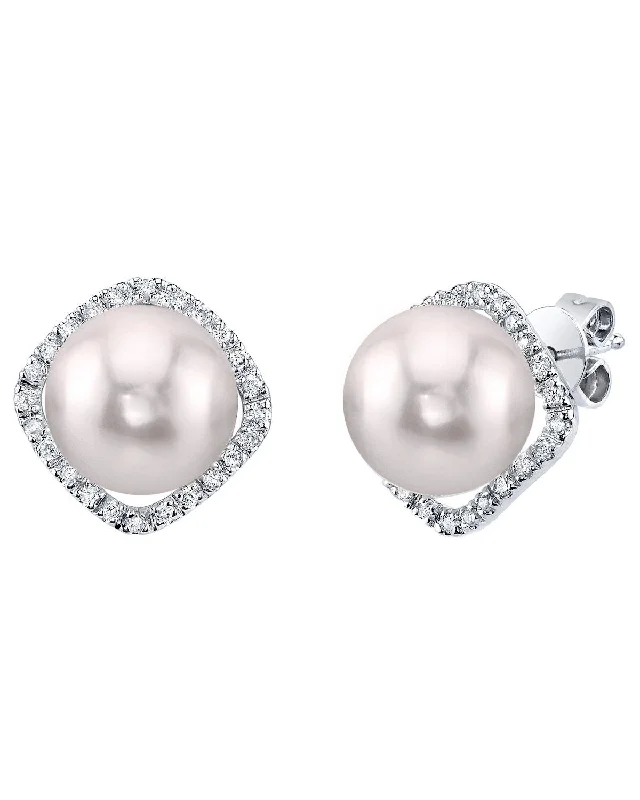 Hoop earrings with multi-tone finishes for a colorful and layered effect-Akoya Pearl & Diamond Ella Earrings