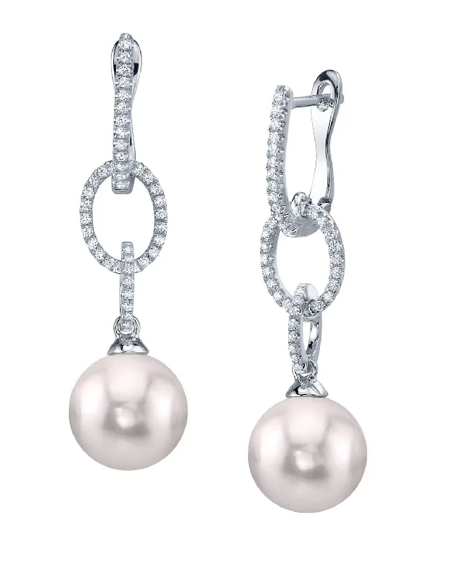 Best hoop earrings with gemstone accents for a colorful and elegant appearance-Japanese Akoya Pearl & Diamond Cosmopolitan Dangle Earrings