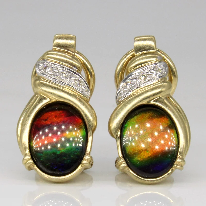 Best hoop earrings with geometric pendants for a modern, chic appeal-Ammolite & Diamond Earrings | 1.80ctw, 0.03ctw |