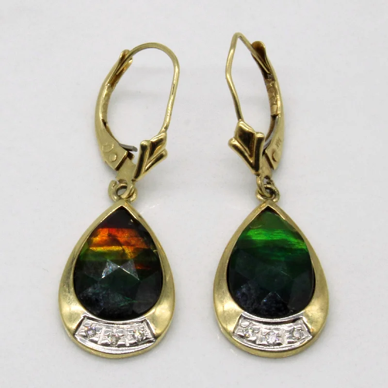 Hoop earrings with circle designs for a classic and timeless shape-Ammolite & Diamond Earrings | 3.20ctw, 0.03tw |