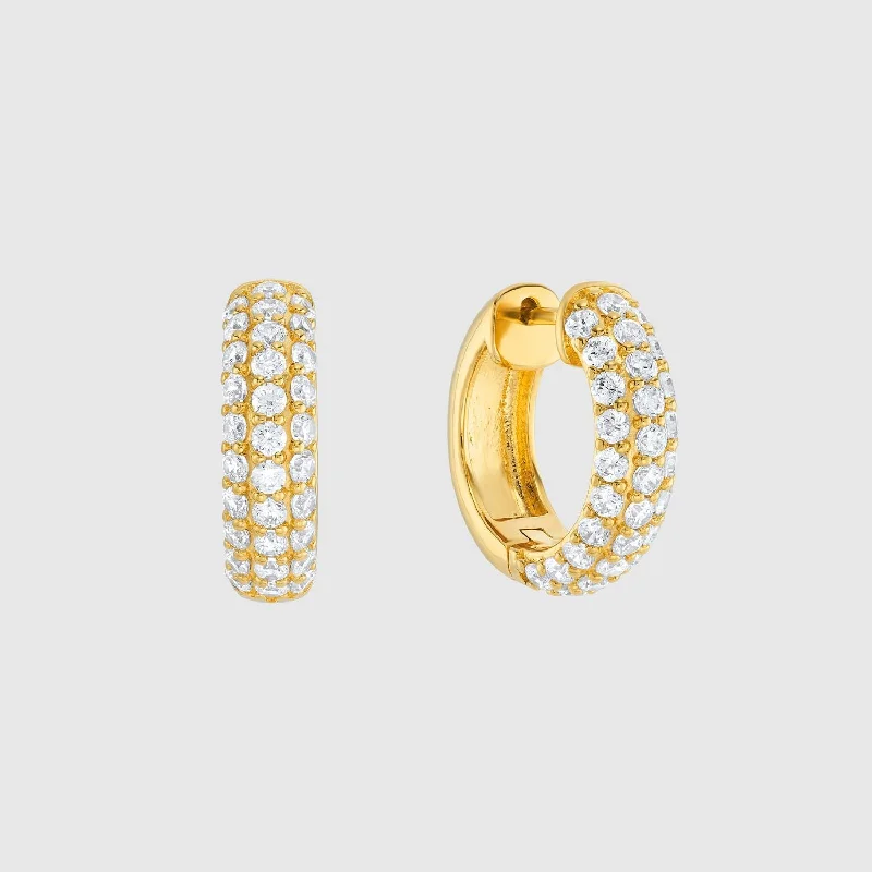 Hoop earrings with diamond-cut surfaces for added sparkle and shine-Auree x @theeditbutton Chunky Gold and Cubic Zirconia Round Hoops