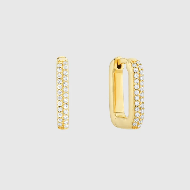 Hoop earrings with textured gold for a refined and sophisticated aesthetic-Auree x @theeditbutton Gold & Cubic Zirconia Rectangular Hoops