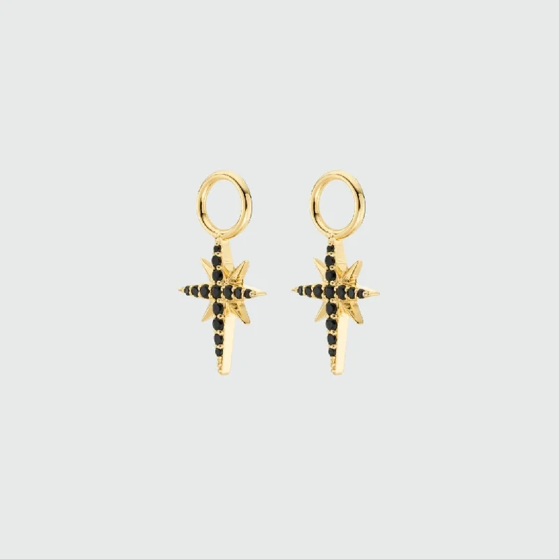 Hoop earrings with artistic filigree designs for an intricate, delicate finish-Auree x @theeditbutton Gold and Black Cubic Zirconia Star Drops