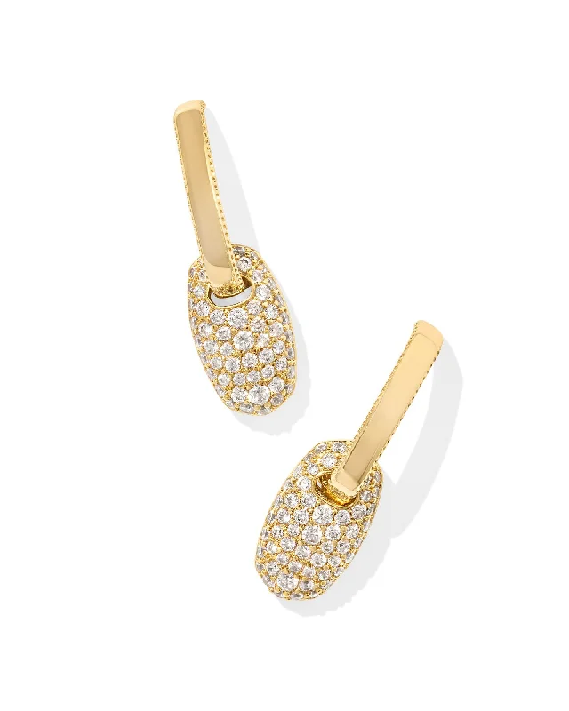 Hoop earrings with oversized pearl accents for a statement-making look-Bailey Pave Huggie Earring in Gold White Crystal