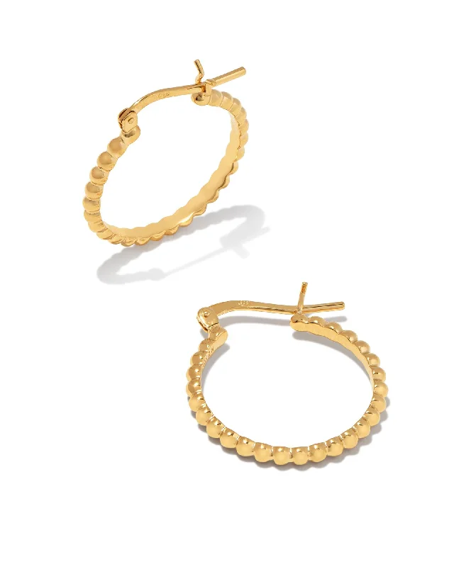 Best hoop earrings with snake chain details for a sleek and modern touch-Beaded Hoop Earring in 18k Gold Vermeil