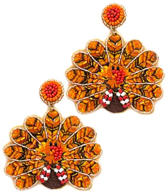 Best hoop earrings with twisted rope designs for a nautical-inspired style-Beaded Turkey Earrings