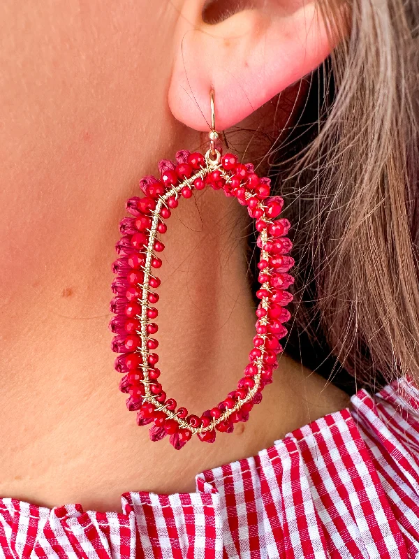 Hoop earrings with snake print designs for an edgy, wild appearance-Beads Glass Hexagon Earrings in Burgundy