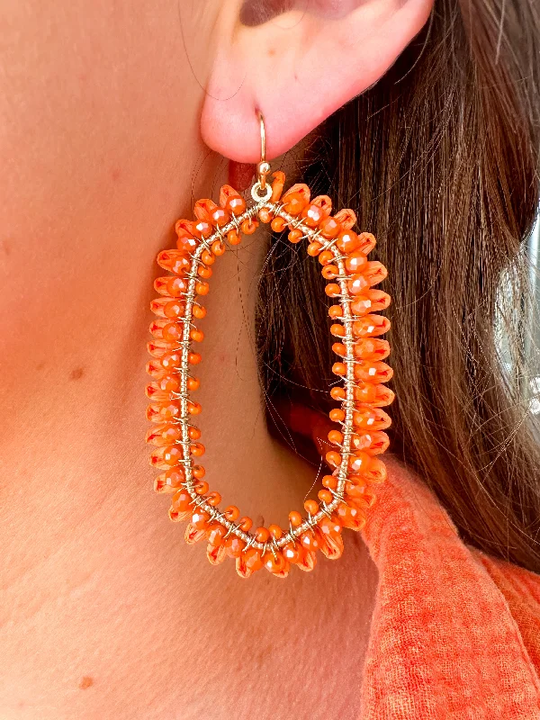 Best hoop earrings with detachable studs for a versatile and adjustable accessory-Beads Glass Hexagon Earrings in Orange