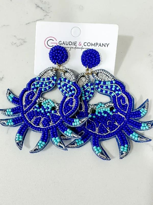 Hoop earrings with circle designs for a classic and timeless shape-Blue Crab Dangle Earring