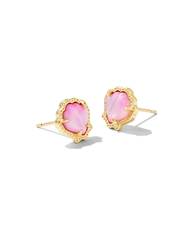 Hoop earrings with gold accents for a warm, elegant statement piece-Brynne Shell Stud Earring in Gold Blush Mother of Pearl