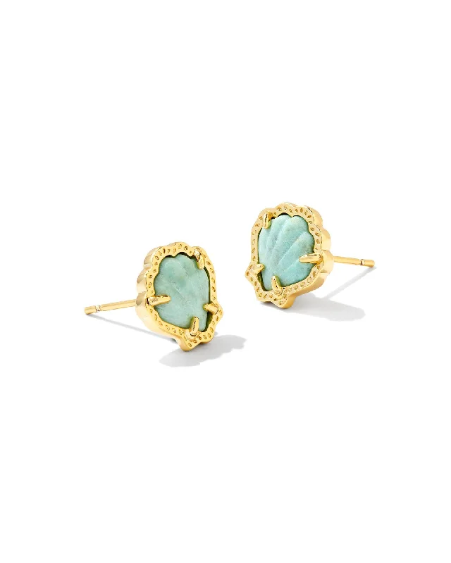 Hoop earrings with infinity loop designs for a continuous and eternal shape-Brynne Shell Stud Earring in Gold Sea Green Chrysocolla