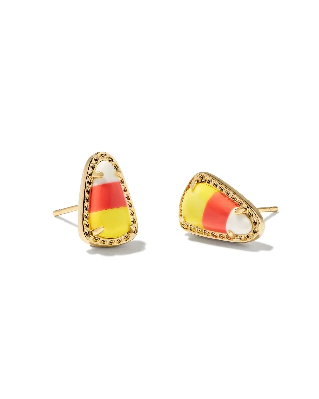 Large hoop earrings for a bold and statement-making fashion accessory-Candy Corn Stud Earring in Gold Candy Corn Magnesite