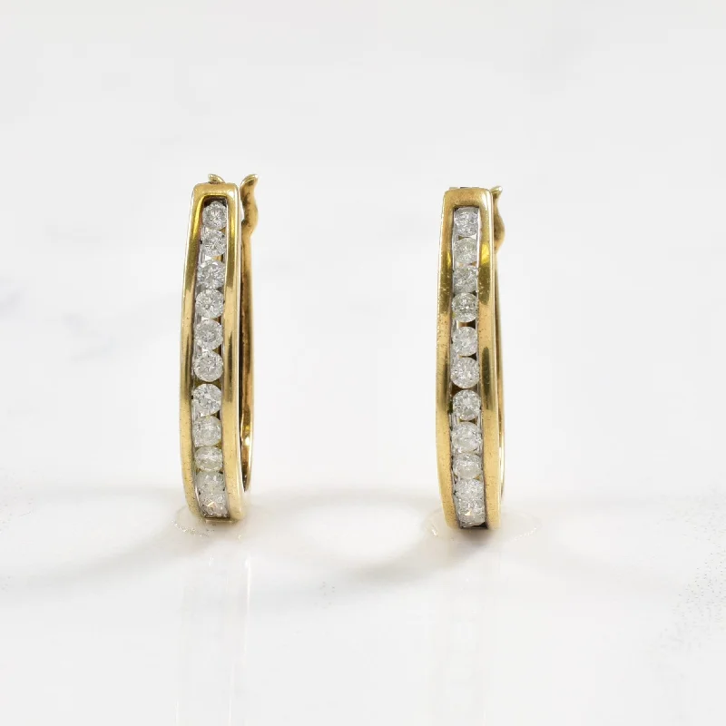 Hoop earrings with braided patterns for a detailed and textured finish-Channel Set Diamond Earrings | 0.36ctw |