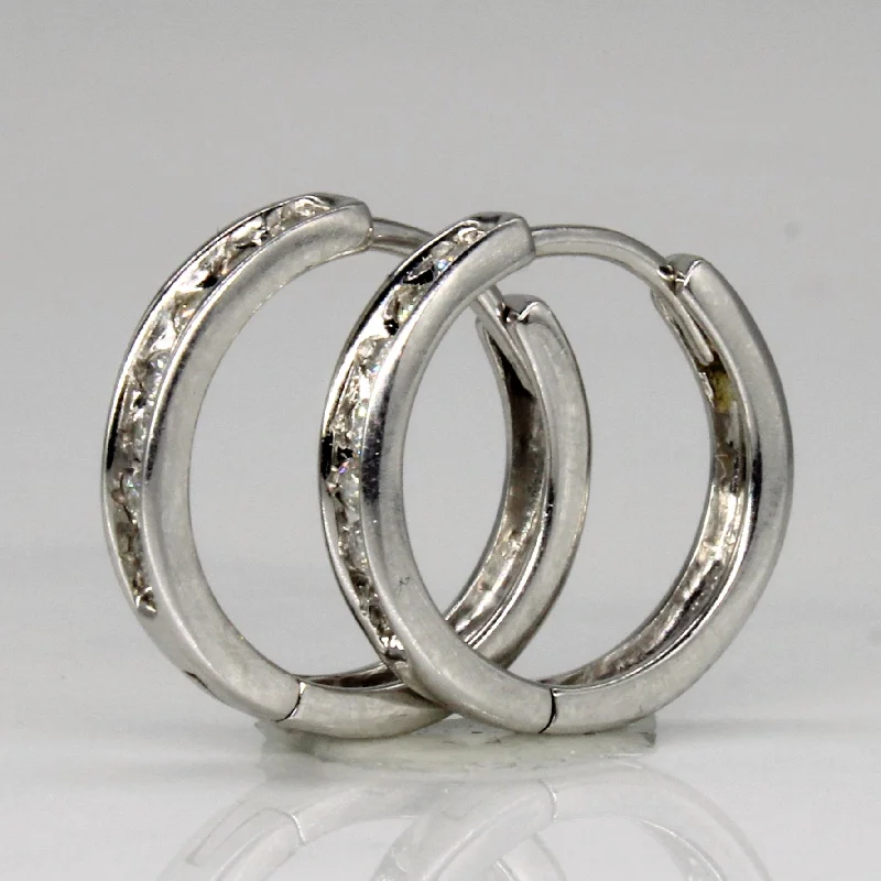 Classic hoop earrings with a thin profile for a sleek and subtle style-Channel Set Diamond Hoop Earrings | 0.28ctw |