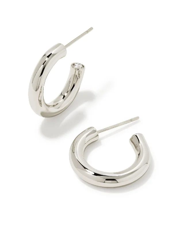 Hoop earrings with removable pendants for a versatile and customizable accessory-Colette Huggie Earring in Silver