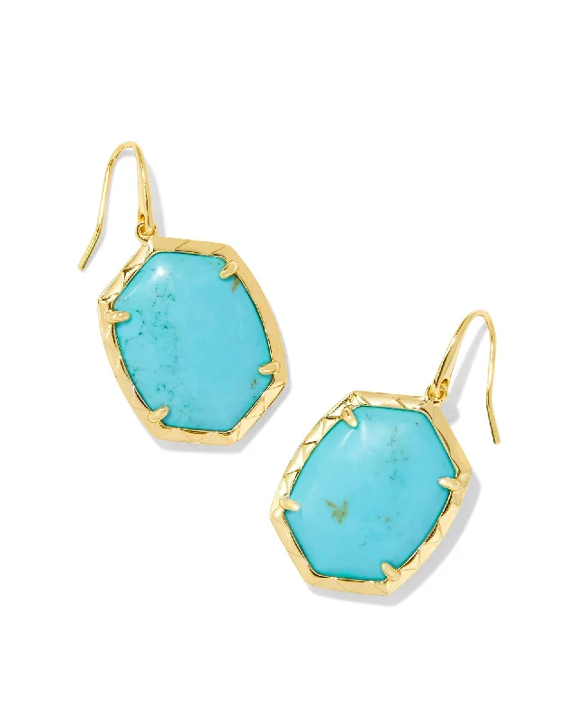 Best hoop earrings with hammered gold for a rustic yet elegant look-Daphne Drop Earring in Gold Variegated Turquoise