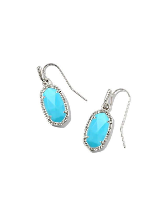 Hoop earrings with satin finishes for a smooth and elegant appearance-Lee Earring in Rhodium Turquoise Magnesite