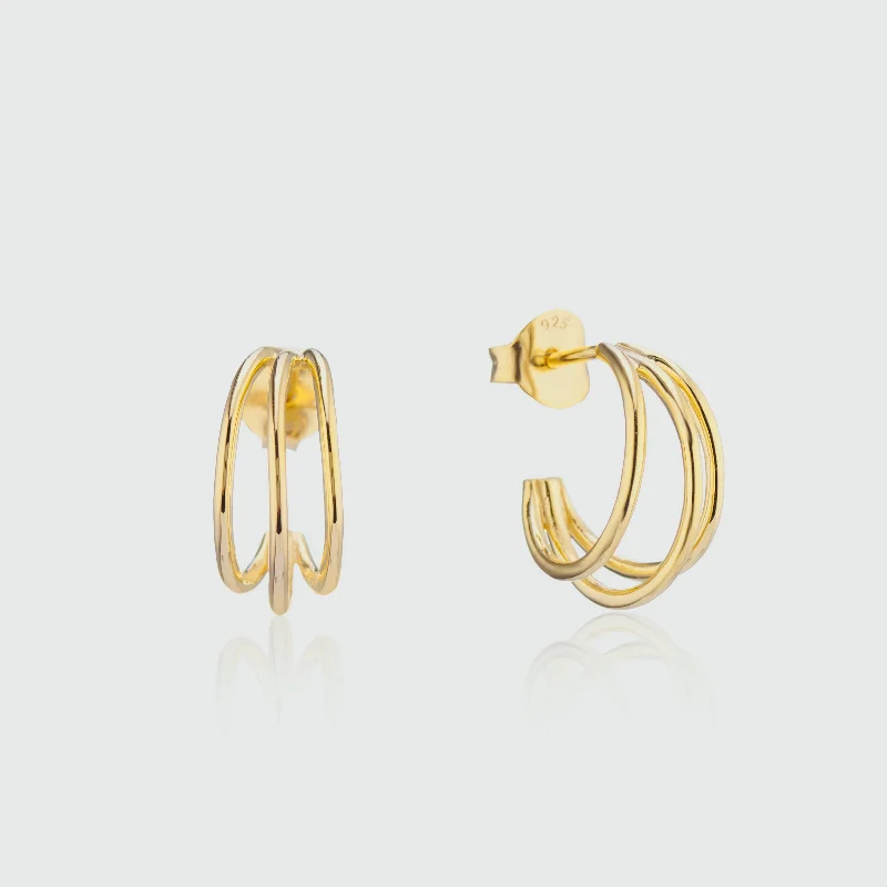 Best hoop earrings with geometric shapes for a modern and artistic appeal-Cordoba Triple Gold Vermeil Hoop Earrings