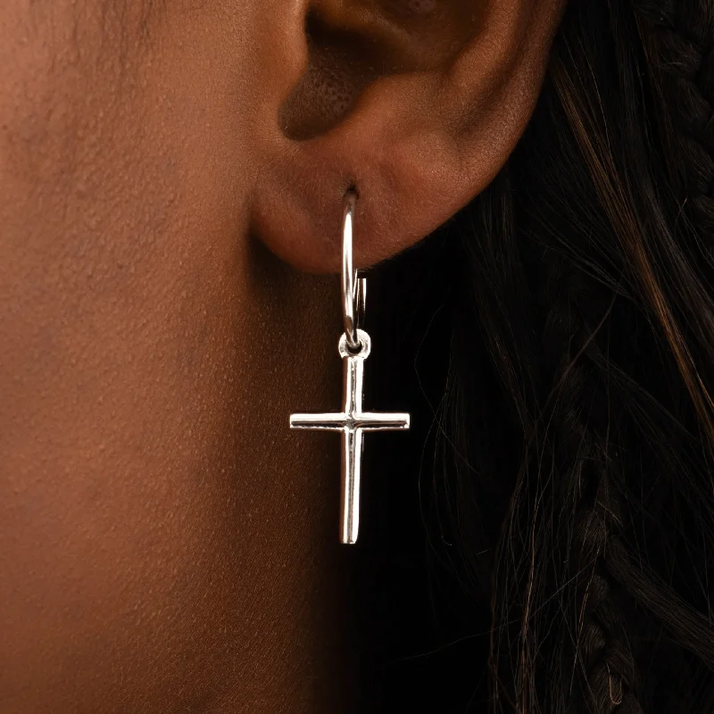 Best hoop earrings with matching bracelets for a coordinated jewelry set-Cross Earrings S925