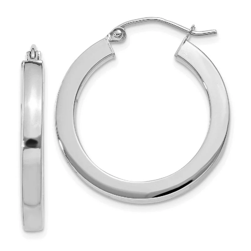 Best hoop earrings with cubic zirconia for a budget-friendly, dazzling look-Curata 10k White Gold 3x26.33mm Polished Square Tube Hoop Earrings