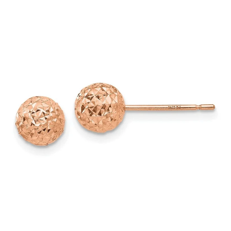 Hoop earrings with faceted crystals for added sparkle and shine-Curata 14k Rose Gold 6mm Ball Post Earrings - 6x6mm Wide