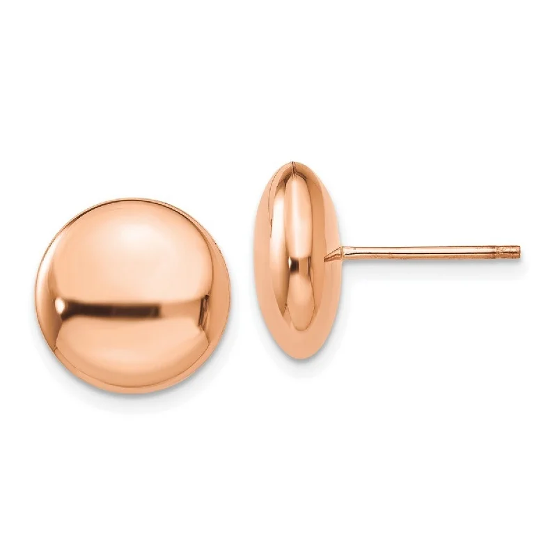 Best hoop earrings with angel wing accents for a spiritual and meaningful design-Curata 14k Rose Gold Polished 12mm Button Post Earrings