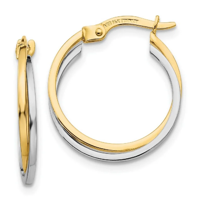 Hoop earrings with abstract shapes for an artistic and creative touch-Curata 14k Two-Tone Gold Polished Twist 20mm Hoop Earrings