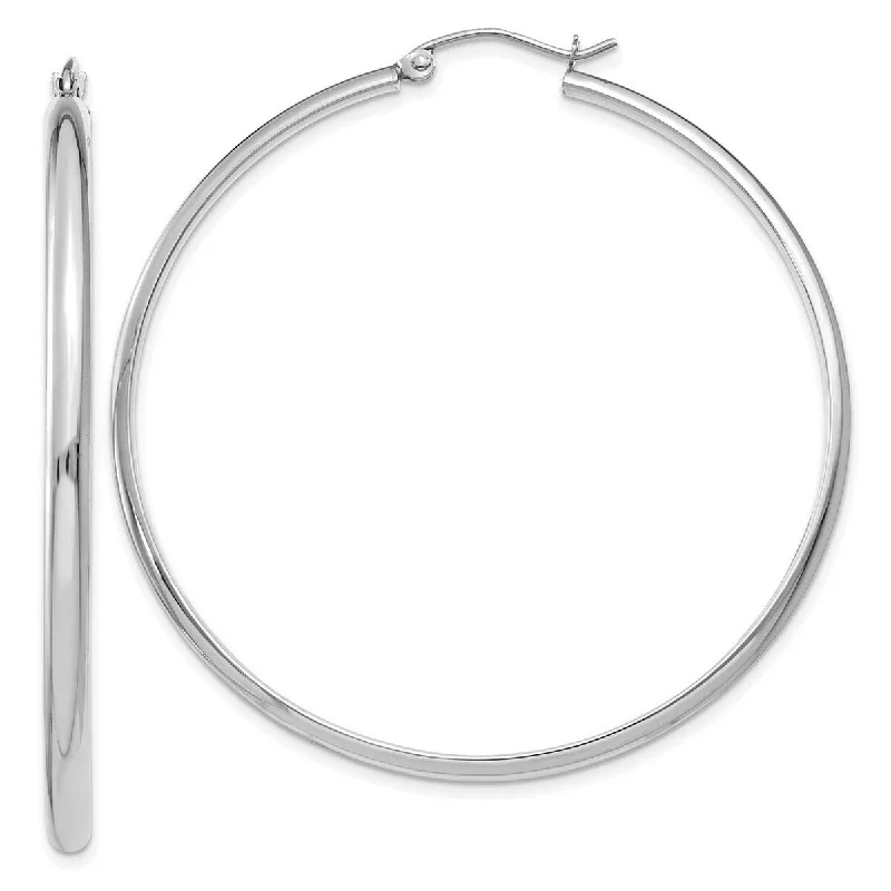 Best hoop earrings with lever-back closures for secure and easy wear-Curata 14k White Gold 51x2.75mm Polished Hoop Earrings