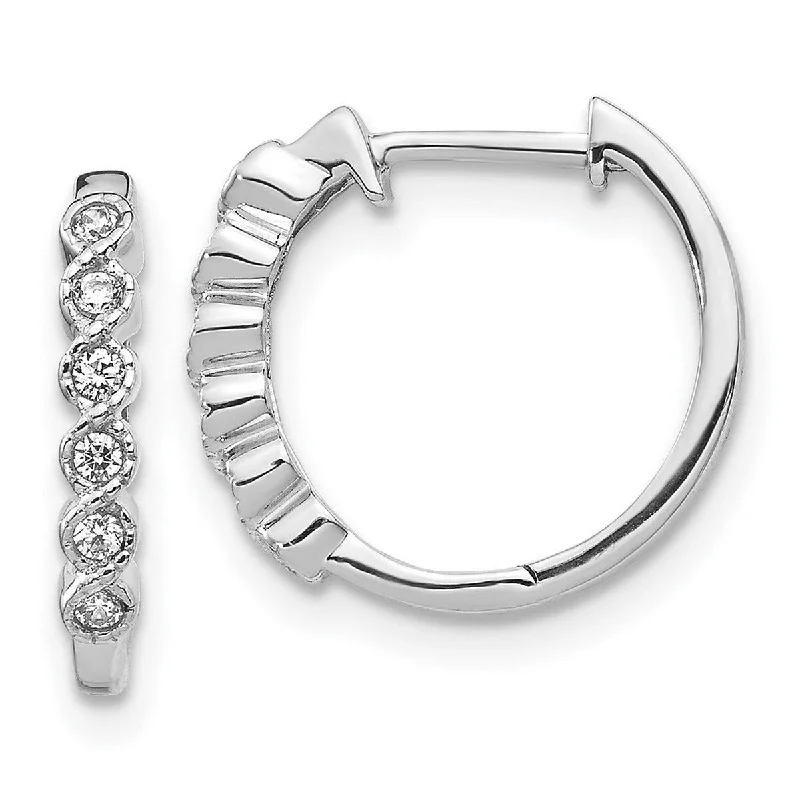 Hoop earrings with rhinestone embellishments for a glamorous and sparkling look-Curata 14k White Gold Diamond Hoop Earrings Measures 14x13mm Wide 1mm Thick