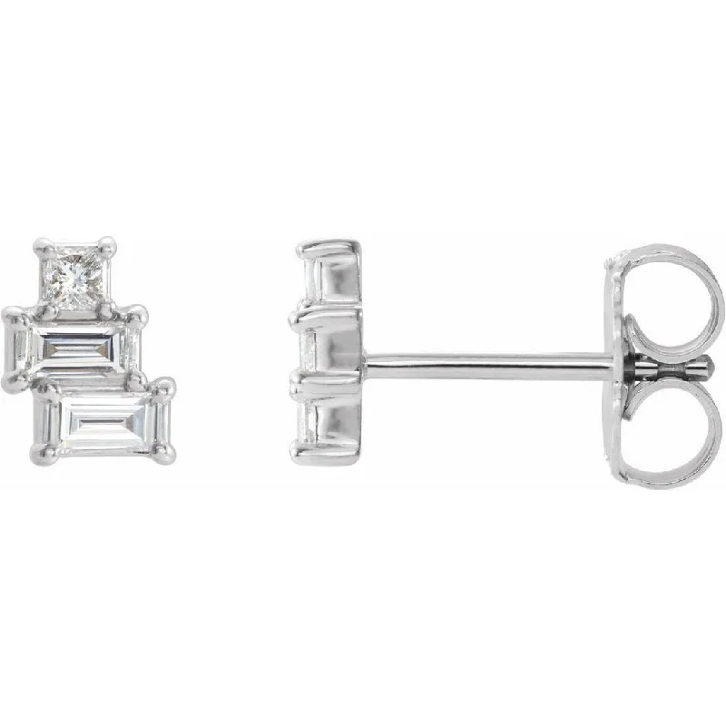 Best hoop earrings with geometric cuts for a sharp, modern appeal-Curata 14k White Gold Polished 0.25 Carat Diamond Geometric Cluster Earrings