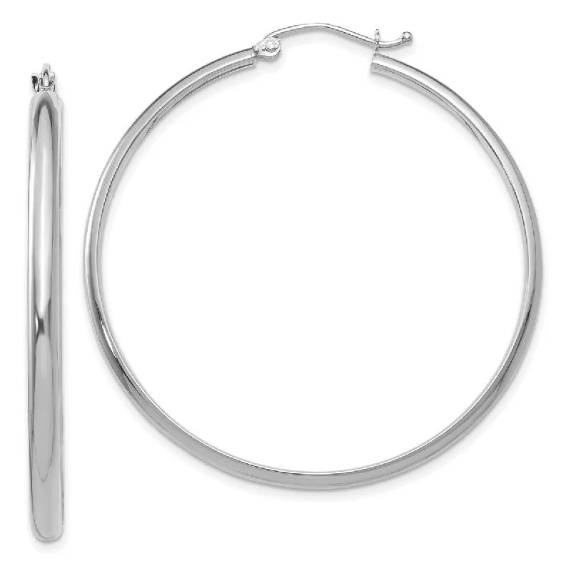 Hoop earrings with oversized designs for a bold, fashion-forward statement-Curata 14k White Gold Polished 2.75x44mm Hoop Earrings